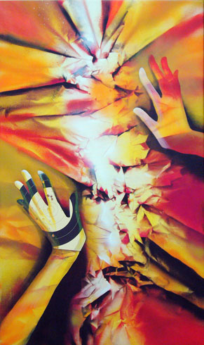 Target on Hands,117x70 cm, acrylic on canvas